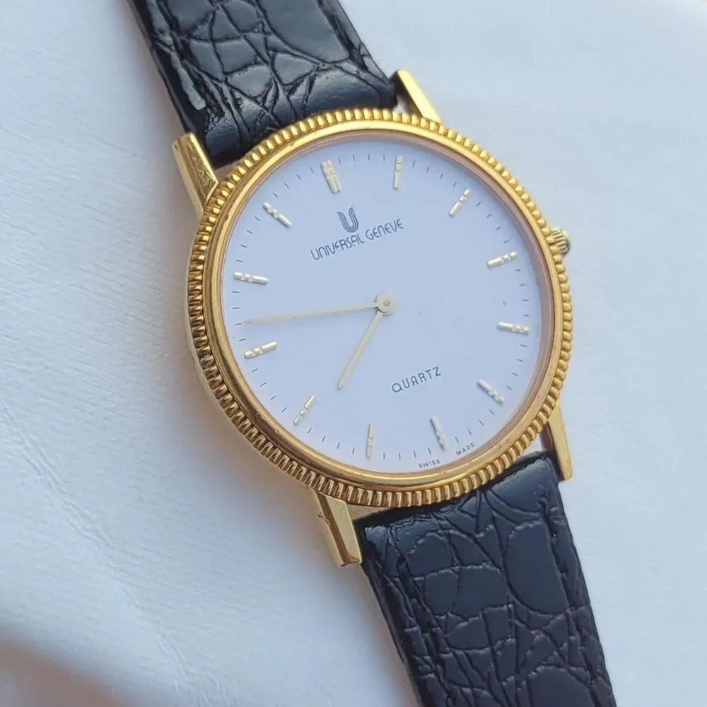 Vintage Universal Geneve Quartz Slim Unisex Watch Ref 533.240 Gold Plated RARE